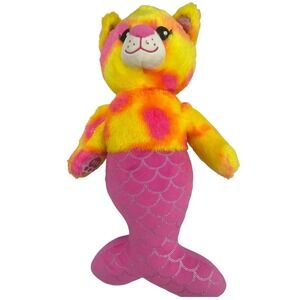 Build A Bear Mermaid Teddy Plush Stuffed Animal Toy Pink Yellow Sparkle Cute BAB
